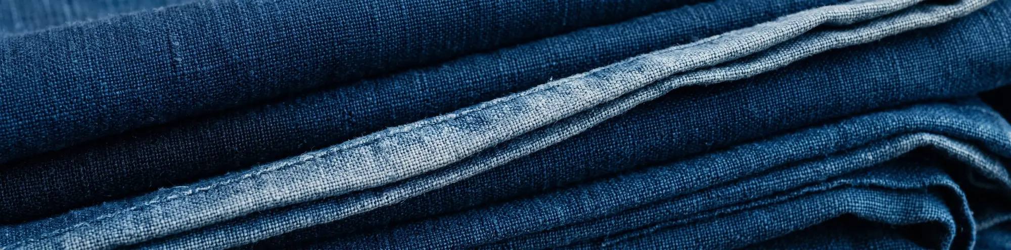 Folded indigo-dyed cotton.